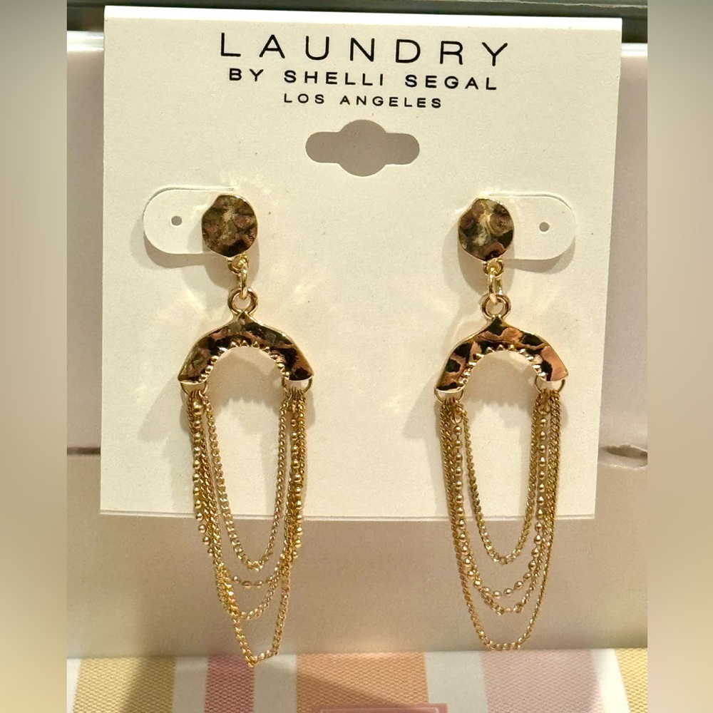 Stunning Gold Post Drop Dangle Earrings by Shelli Segal
